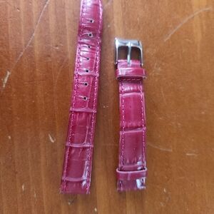 Pink Crocodile Leather Watch Strap